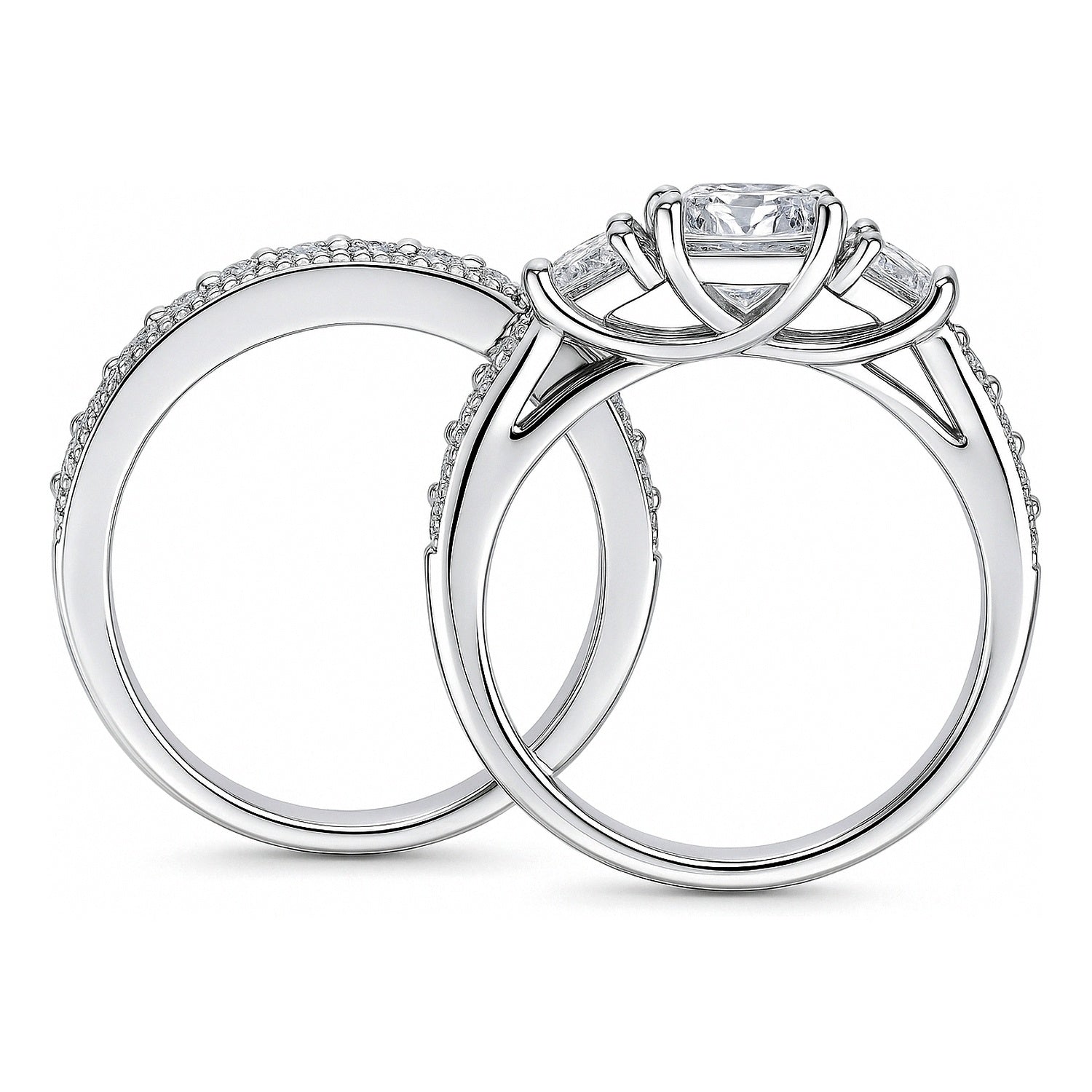3-Stone 1.5ct Cushion CZ Ring Set in Sterling Silver