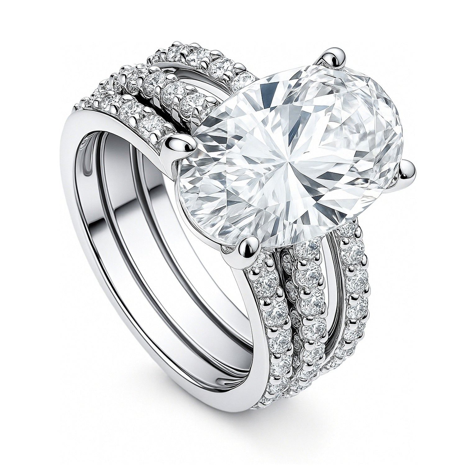 Solitaire 5.5ct Oval CZ Ring Set in Sterling Silver, 4 of 14