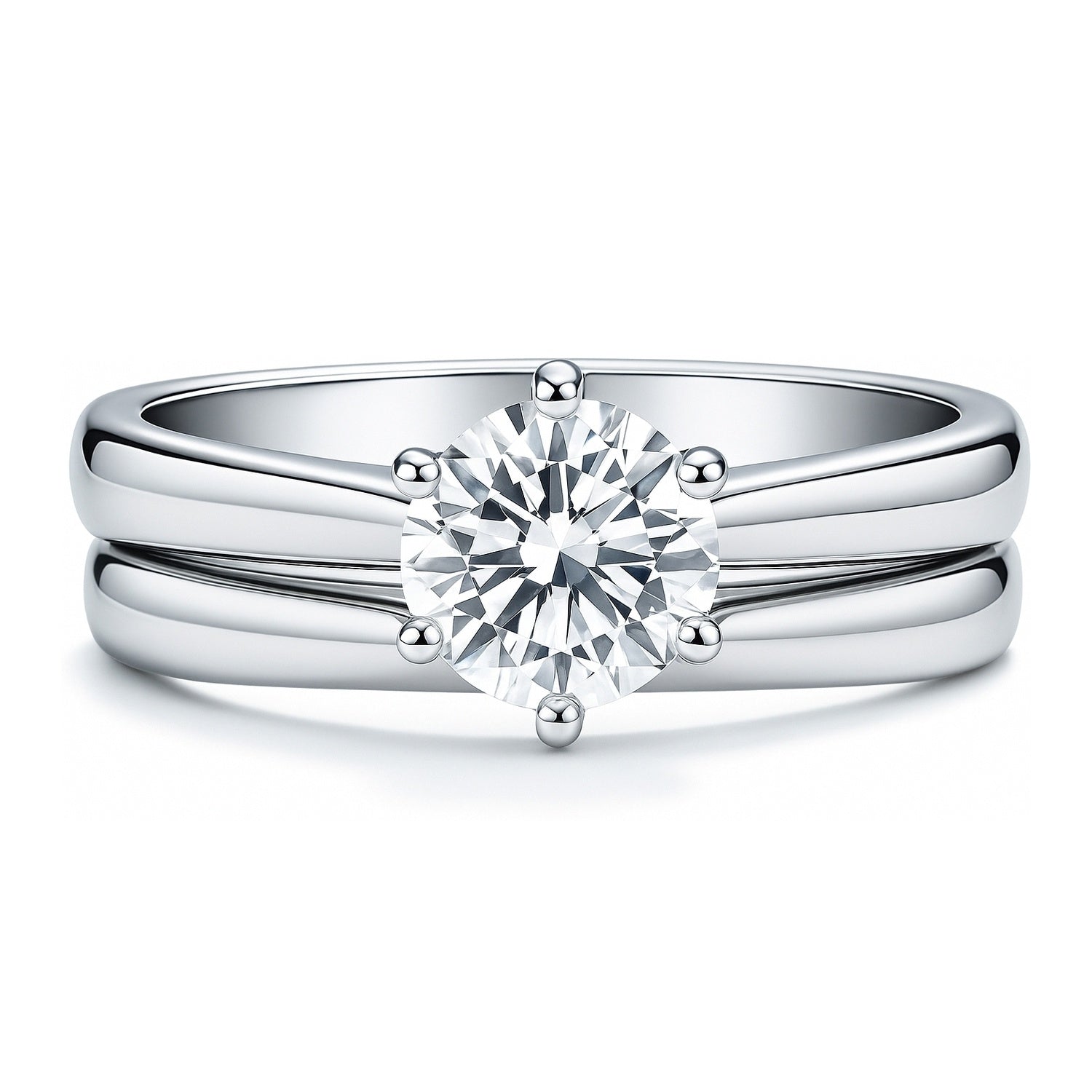 Solitaire 1ct CZ Ring Set in Sterling Silver, 1 of 11
