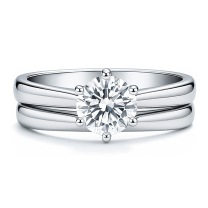 Solitaire 1ct CZ Ring Set in Sterling Silver