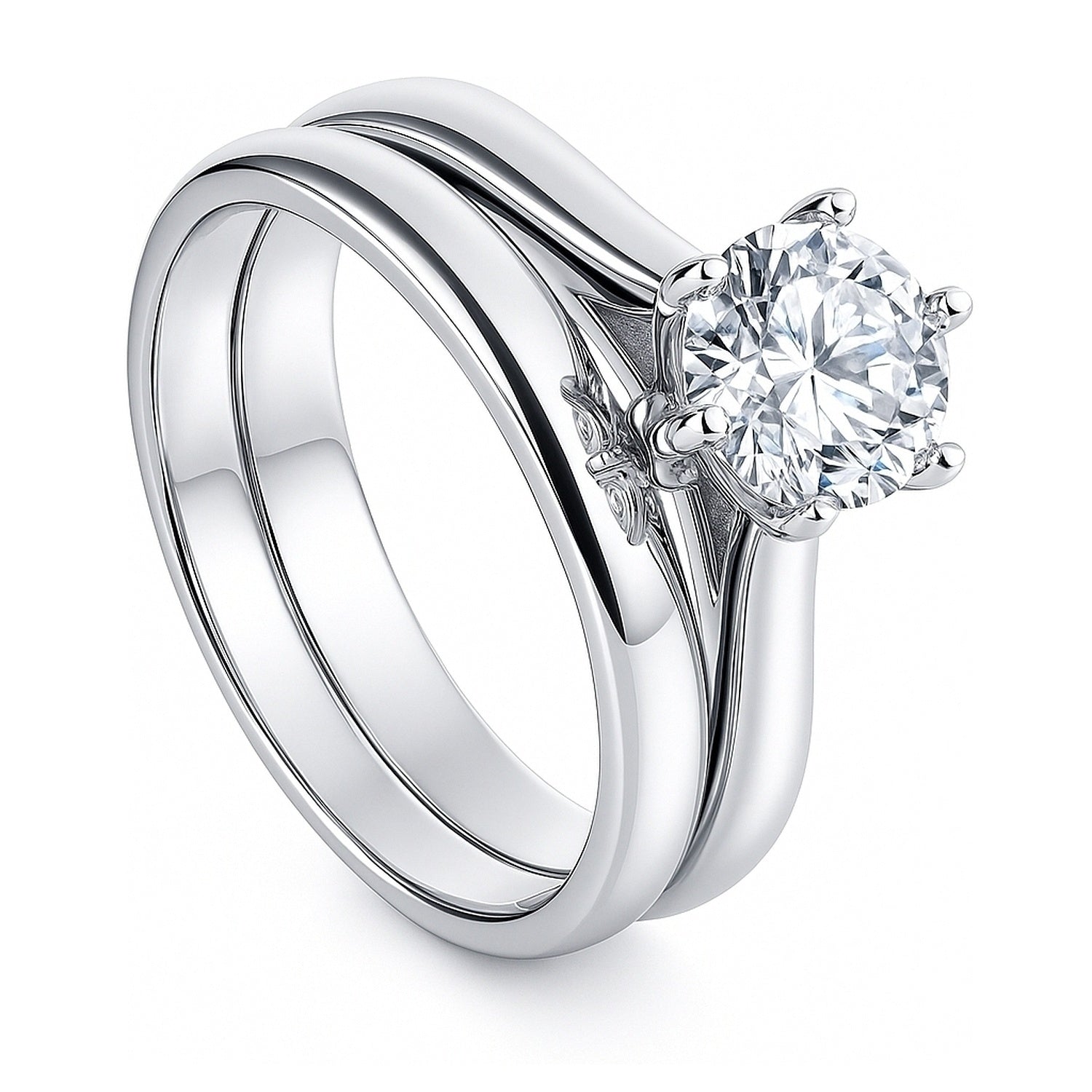 Solitaire 1ct CZ Ring Set in Sterling Silver, 4 of 11