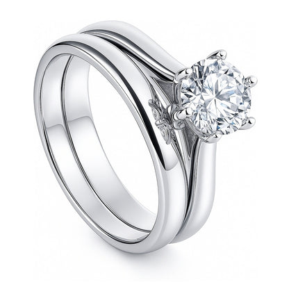 Solitaire 1ct CZ Ring Set in Sterling Silver