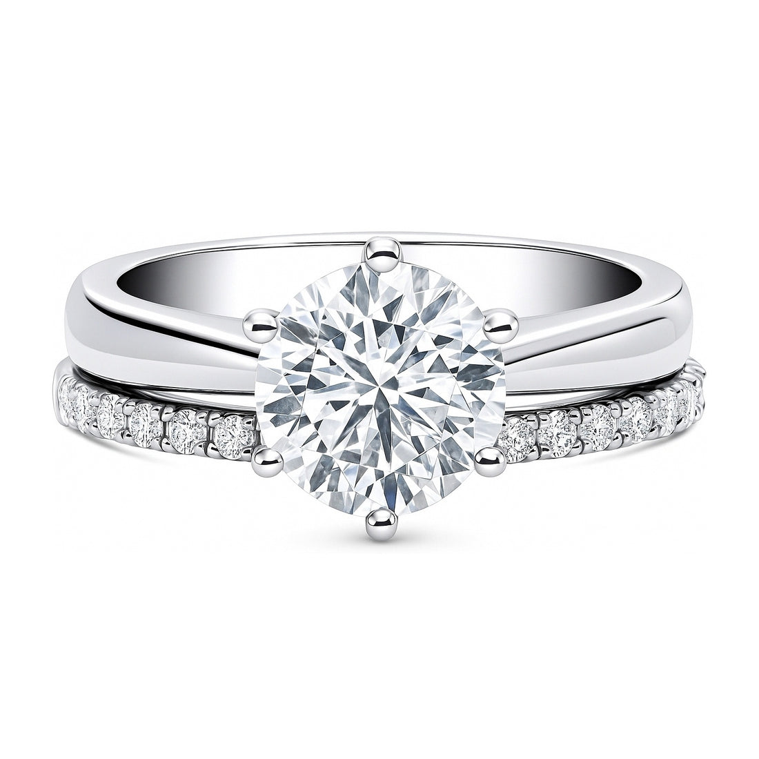 Solitaire 2ct CZ Ring Set in Sterling Silver