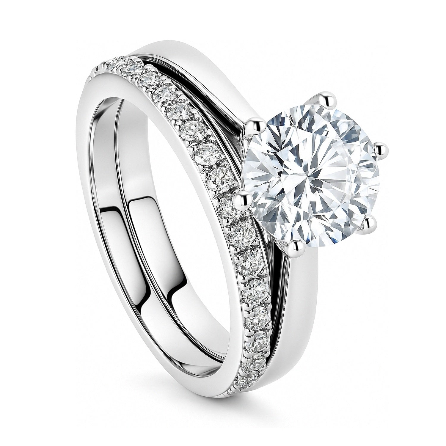 Solitaire 2ct CZ Ring Set in Sterling Silver, 3 of 20