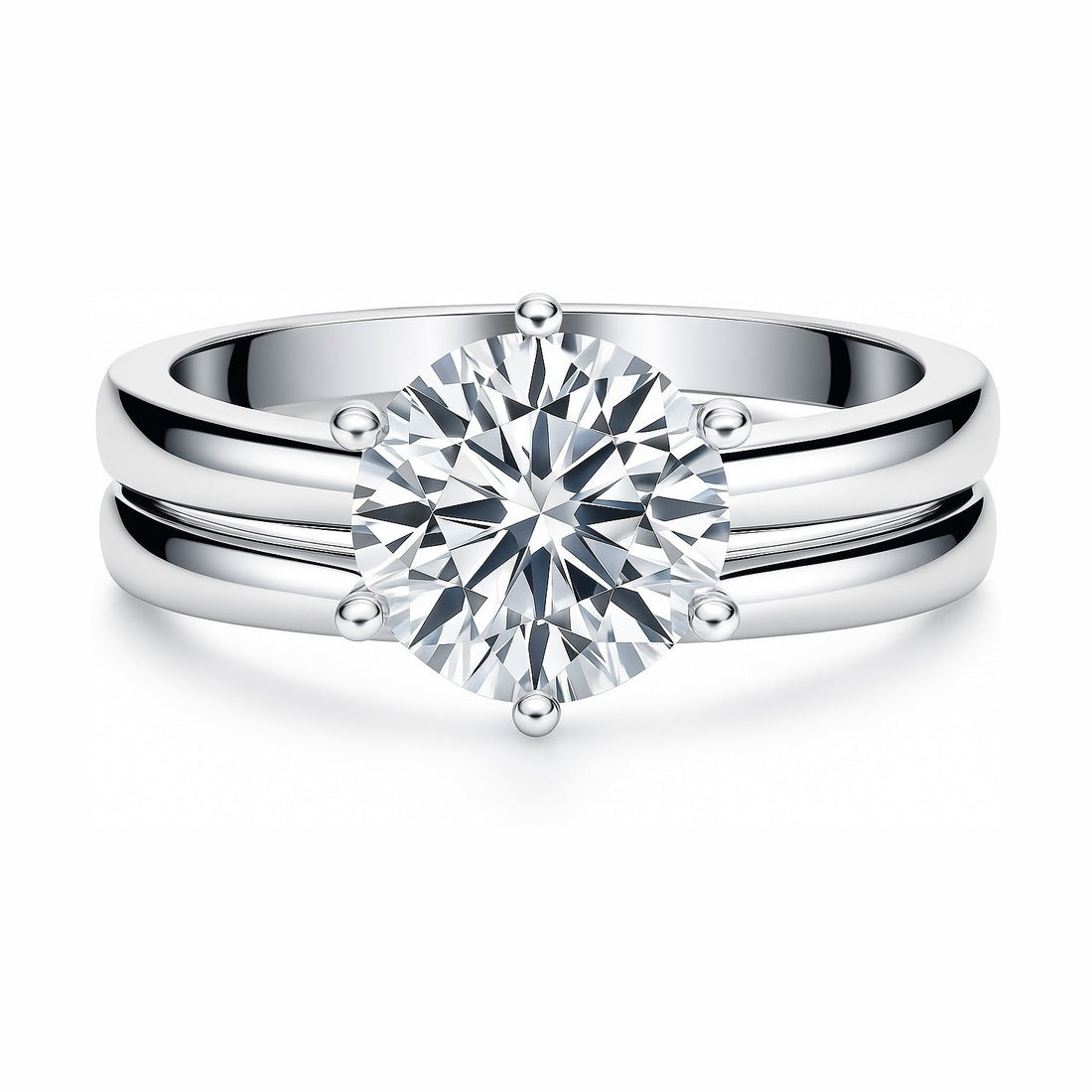 Solitaire 2ct CZ Ring Set in Sterling Silver