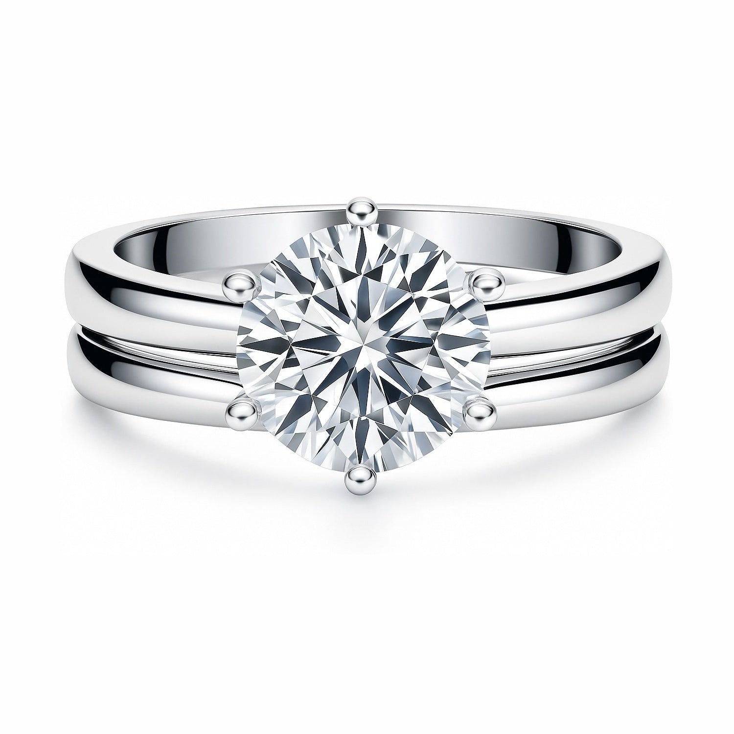 Solitaire 2ct CZ Ring Set in Sterling Silver, 1 of 19