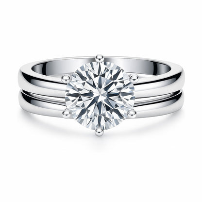 Solitaire 2ct CZ Ring Set in Sterling Silver