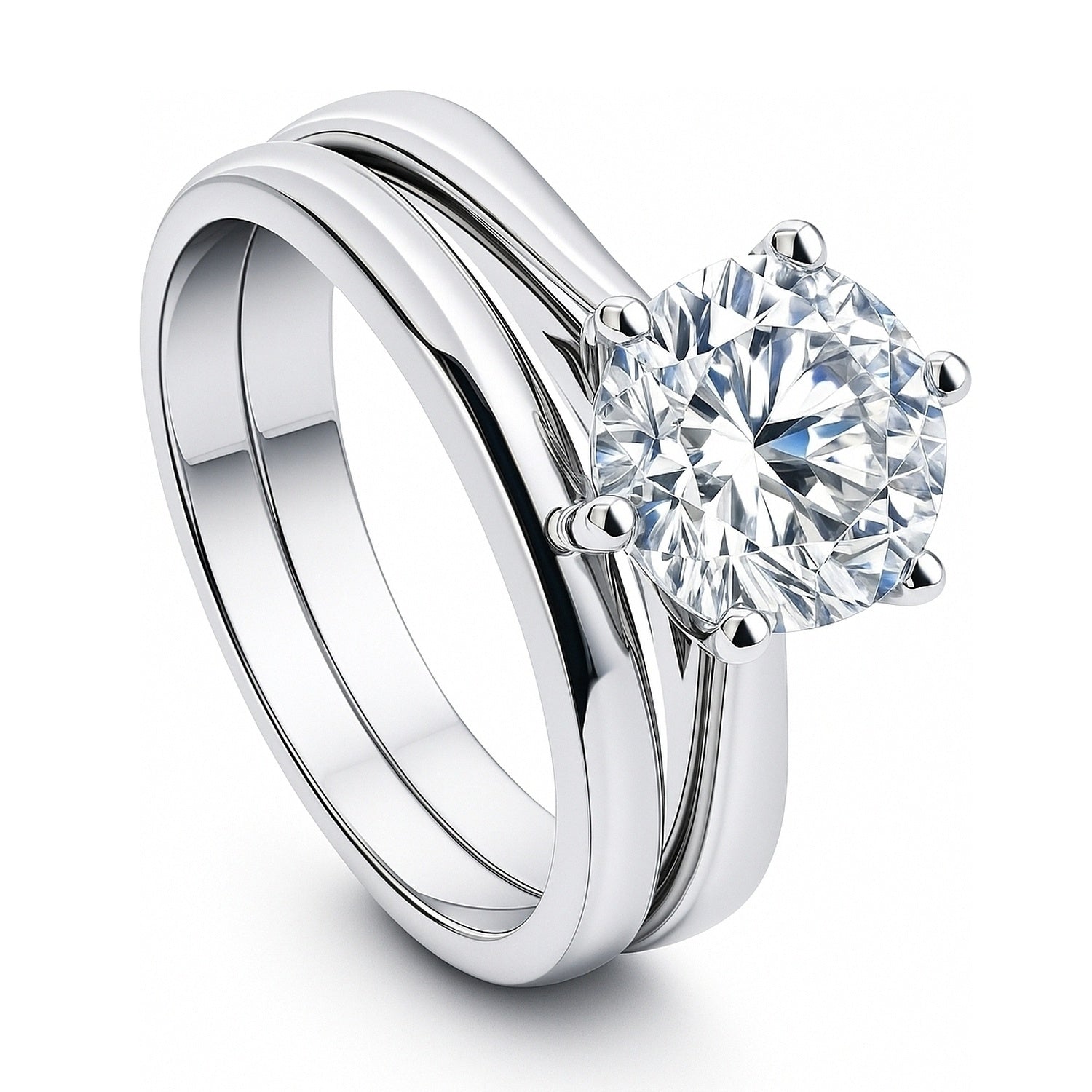 Solitaire 2ct CZ Ring Set in Sterling Silver, 4 of 19