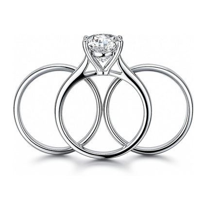 Solitaire 2ct CZ Ring Set in Sterling Silver