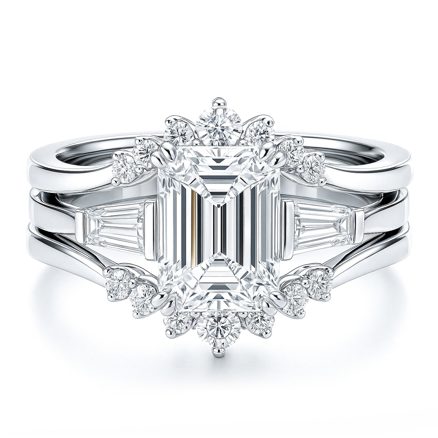3-Stone Wishbone 7-Stone 2.1ct CZ Ring Set in Sterling Silver, 1 of 20