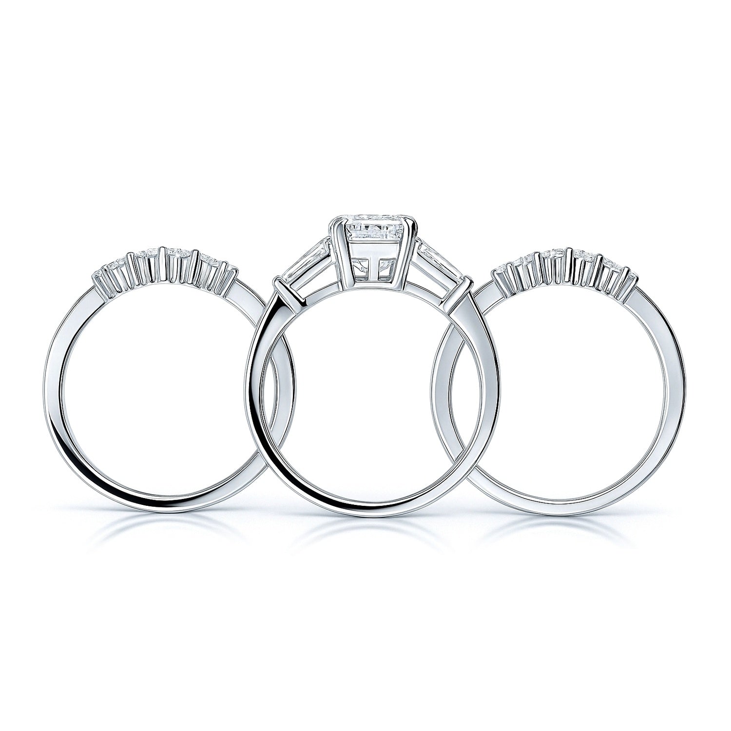 3-Stone Wishbone 7-Stone 2.1ct CZ Ring Set in Sterling Silver, 8 of 20
