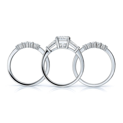 3-Stone Wishbone 7-Stone 2.1ct CZ Ring Set in Sterling Silver