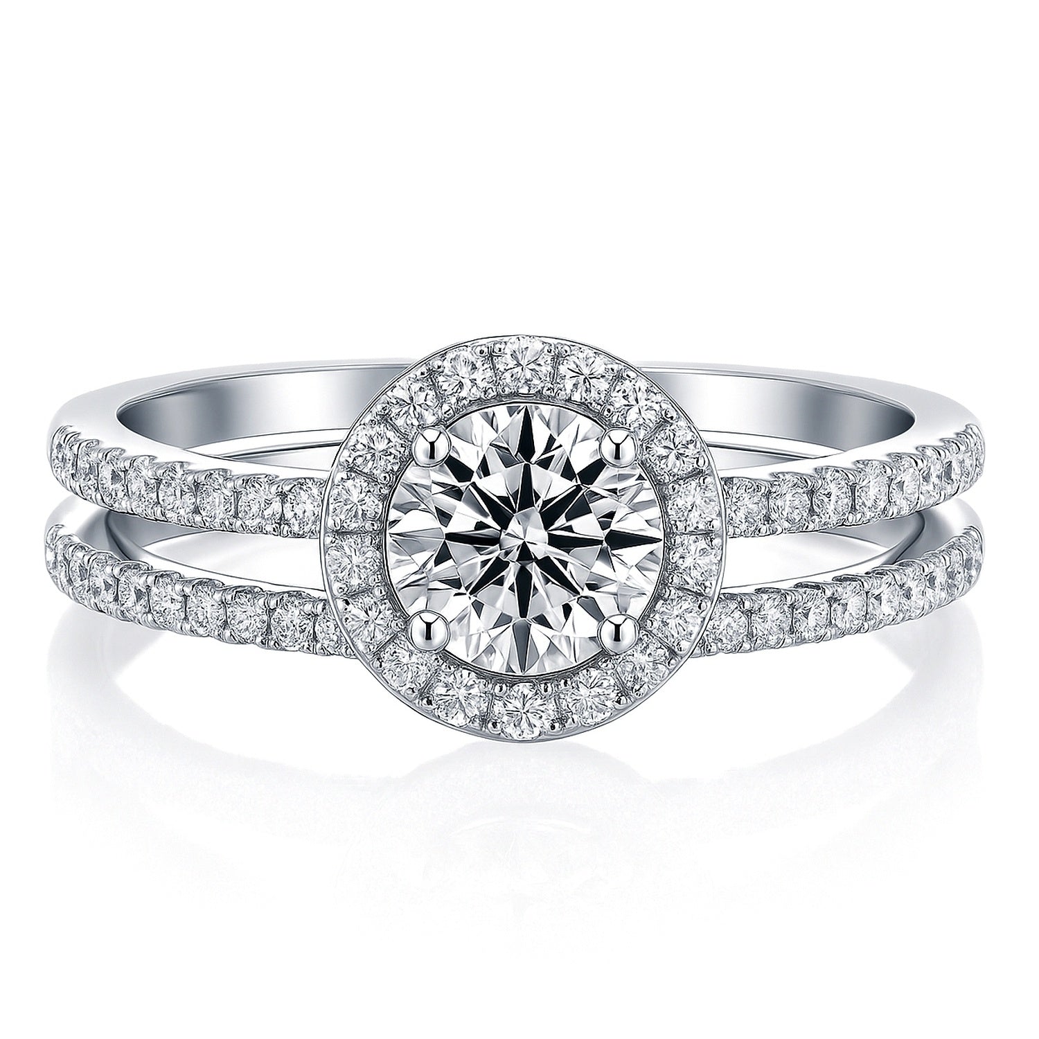 Halo CZ Ring Set in Sterling Silver, 1 of 9