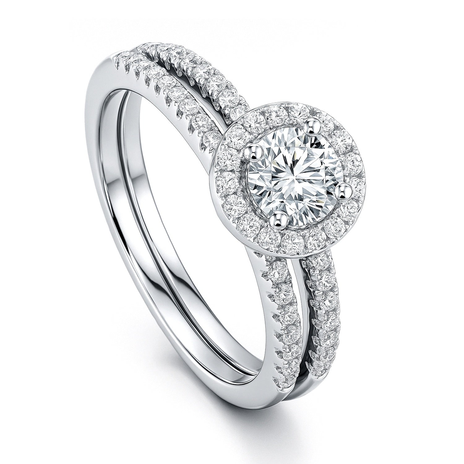 Halo CZ Ring Set in Sterling Silver, 4 of 9