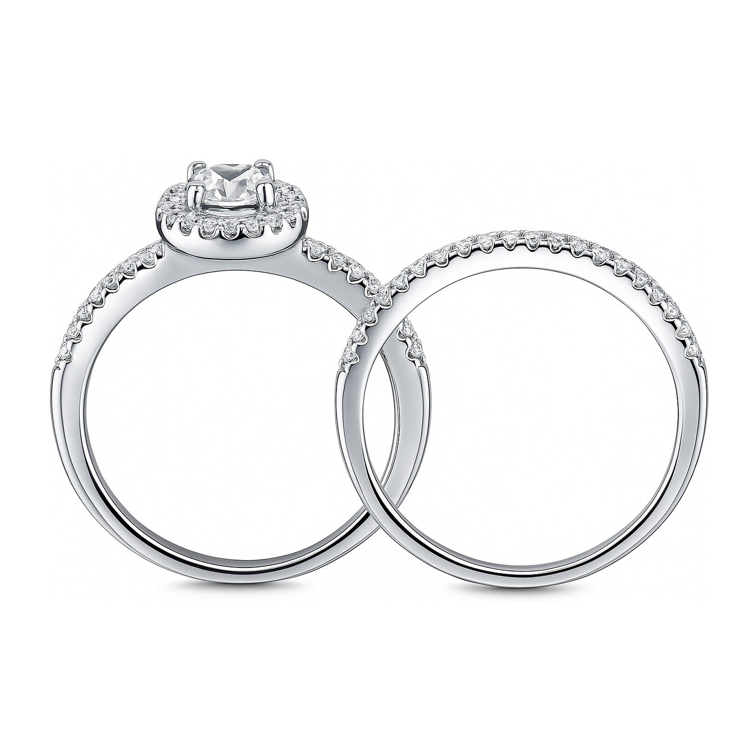 Halo CZ Ring Set in Sterling Silver, 8 of 9