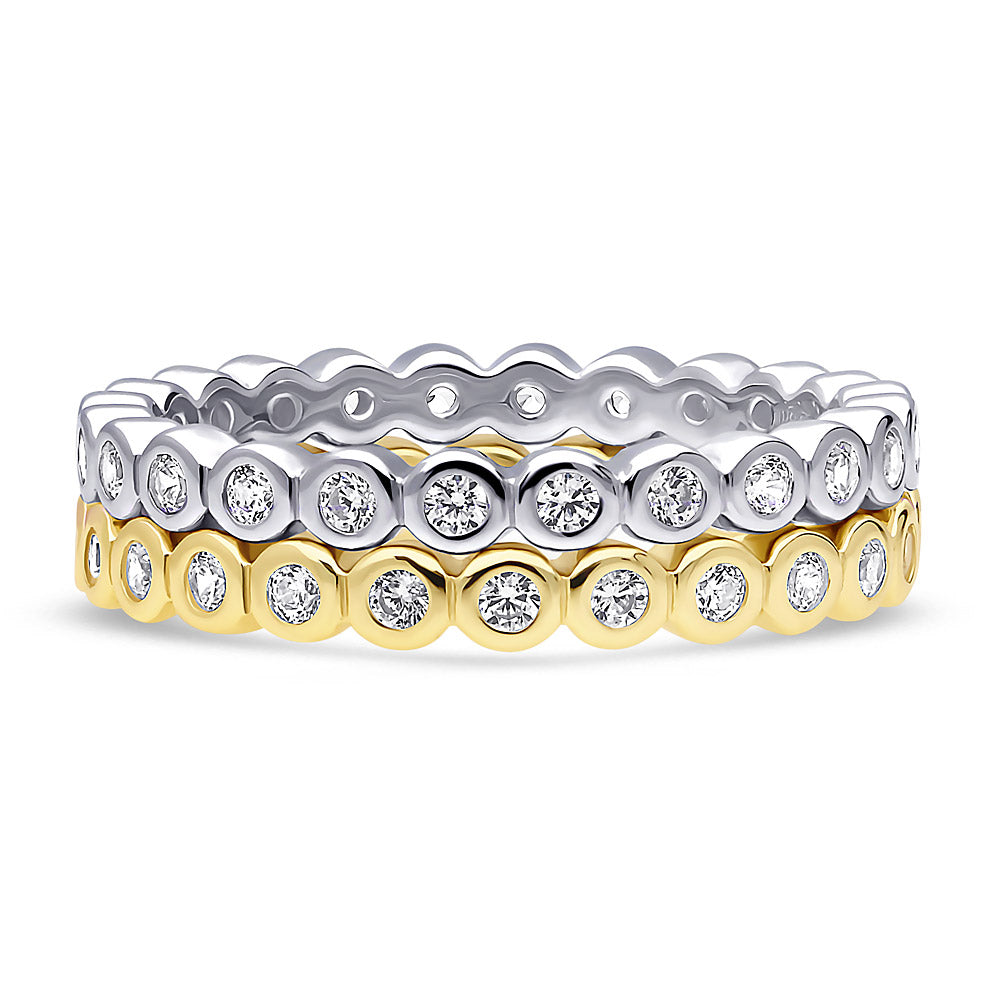Bubble Bezel CZ Eternity Ring Set in Gold Flashed Sterling Silver