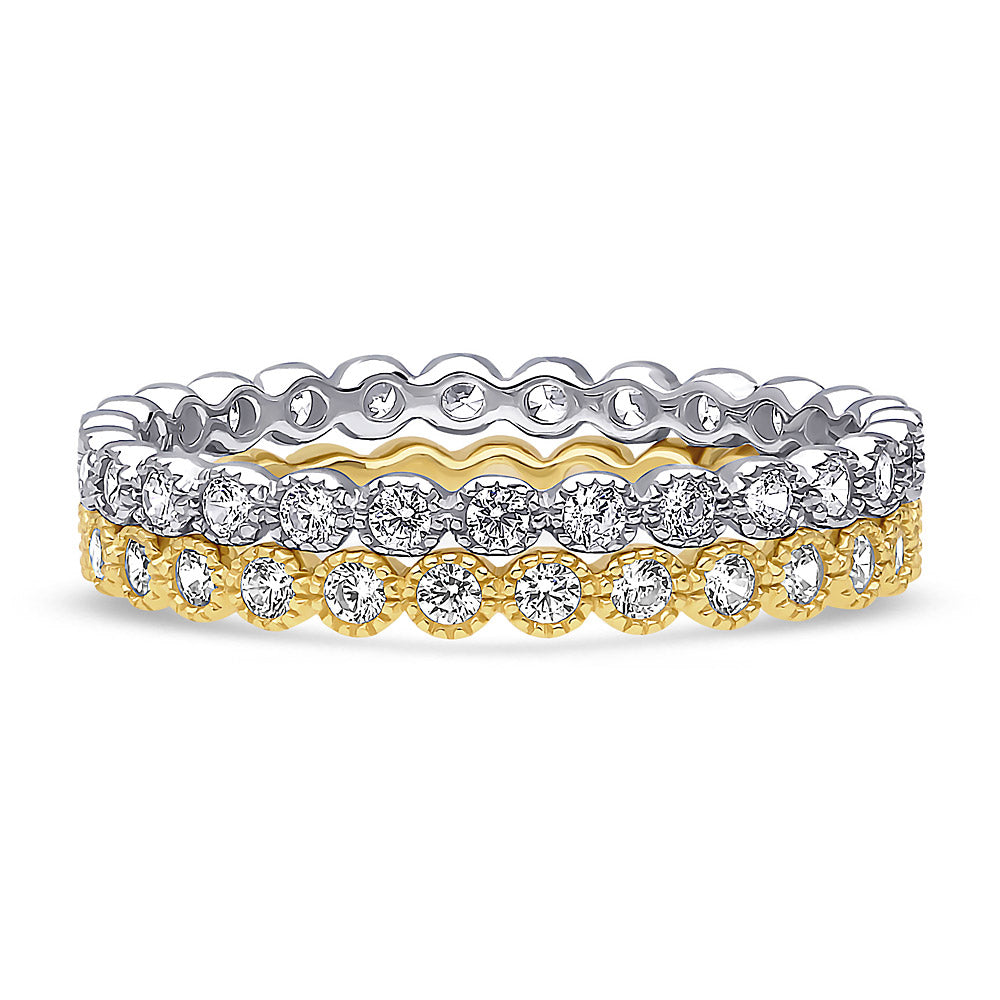 Bubble Bezel CZ Eternity Ring Set in Gold Flashed Sterling Silver, 1 of 13