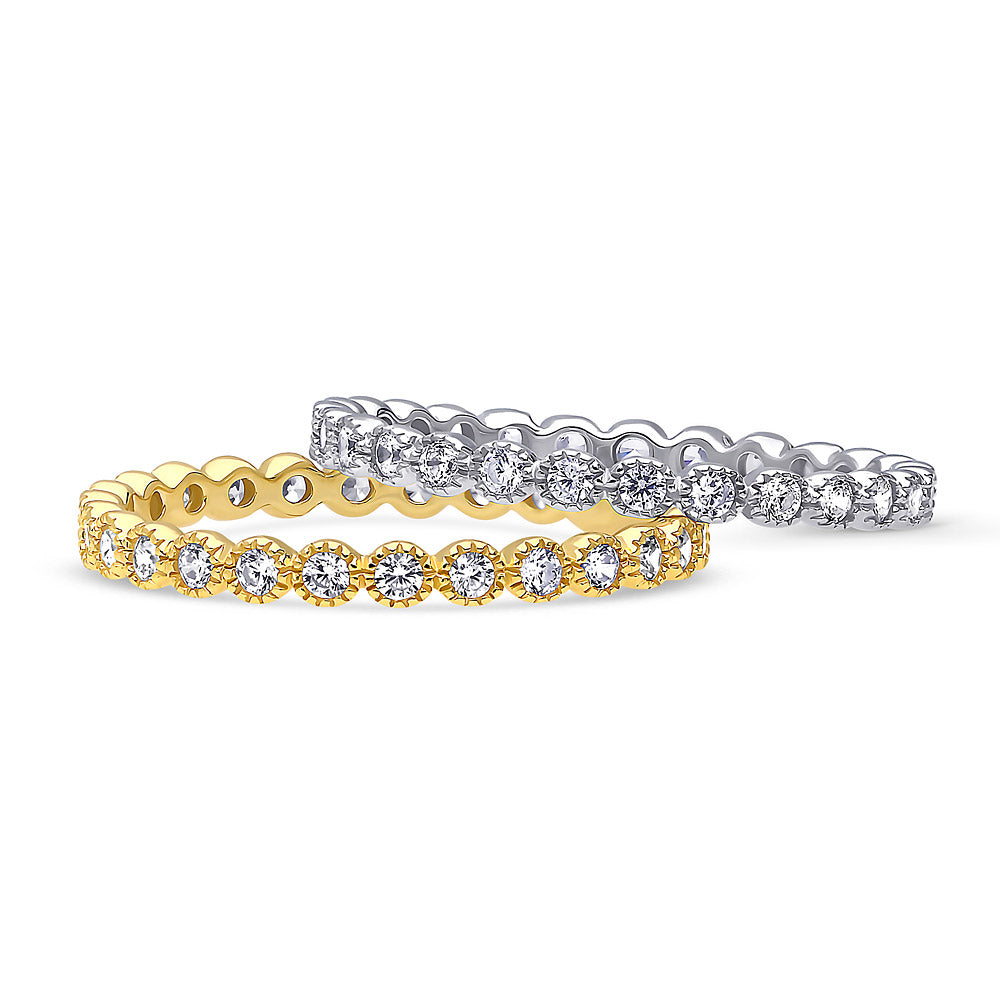 Front view of Bubble Bezel CZ Eternity Ring Set in Gold Flashed Sterling Silver, 4 of 13
