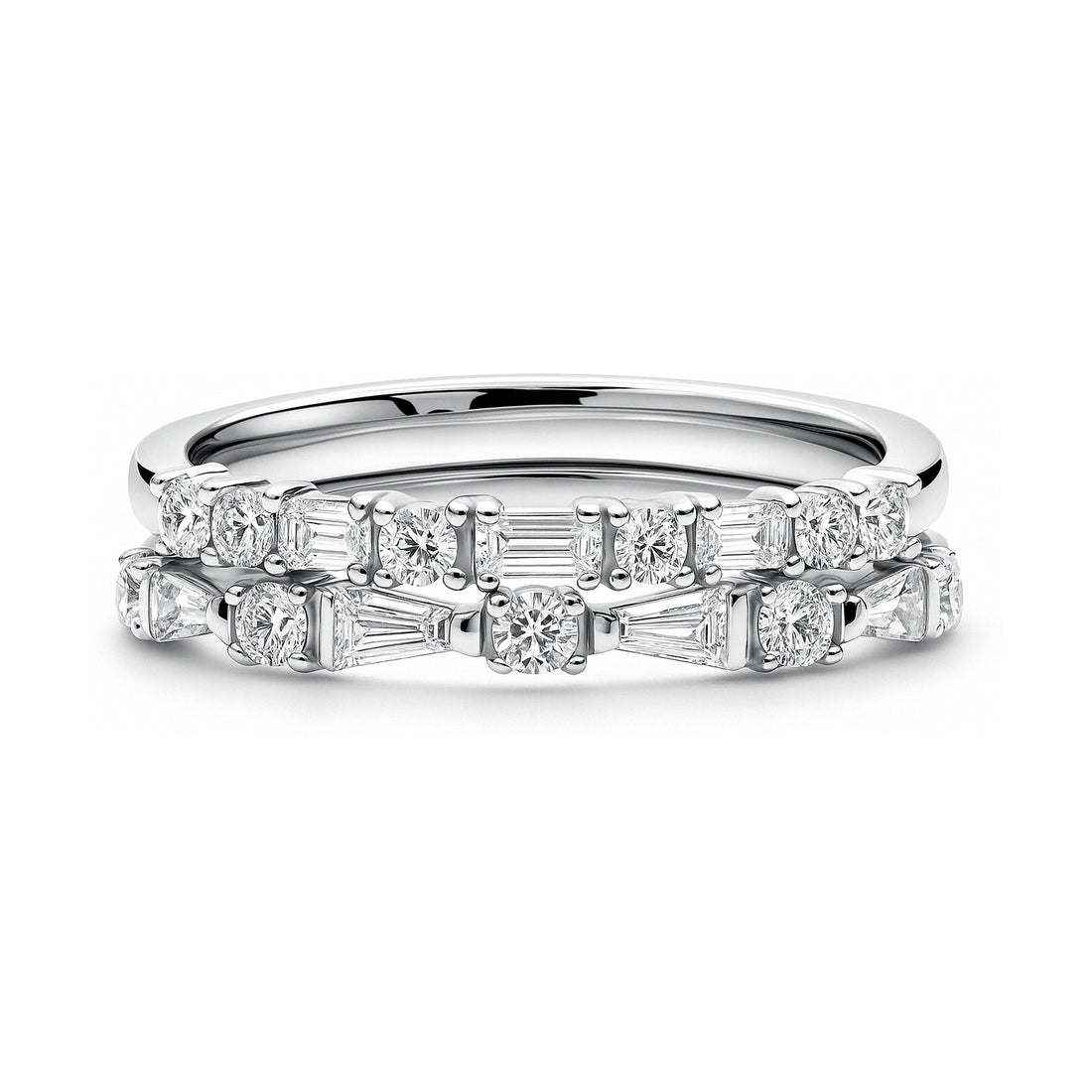 Art Deco CZ Eternity Ring Set in Sterling Silver