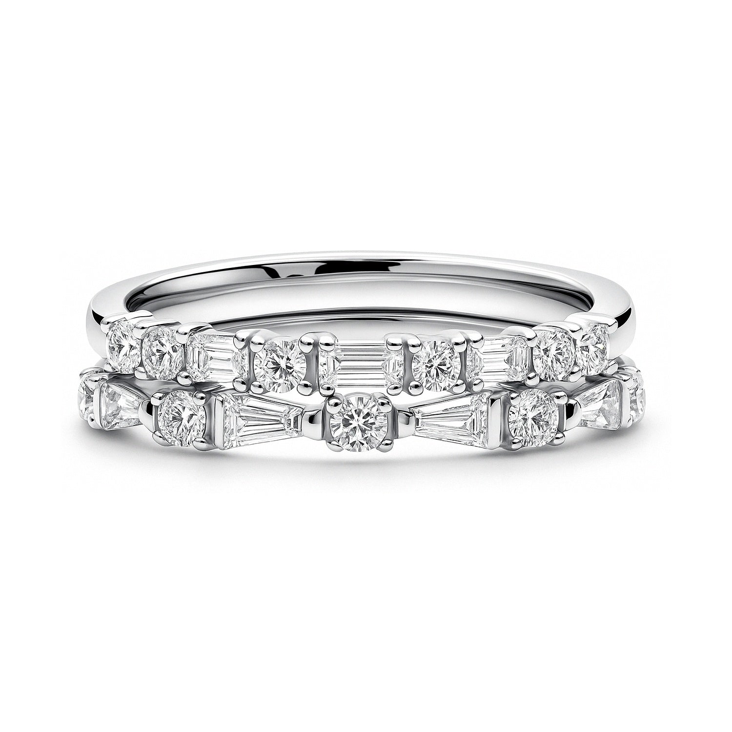 Art Deco CZ Eternity Ring Set in Sterling Silver, 1 of 12