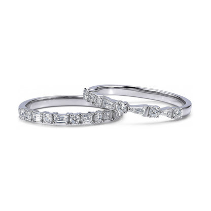 Art Deco CZ Eternity Ring Set in Sterling Silver