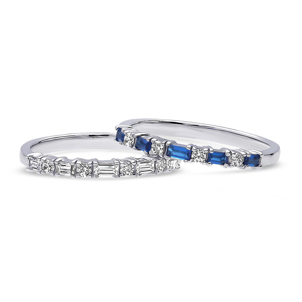 Front view of Art Deco CZ Eternity Ring Set in Sterling Silver, 3 of 15