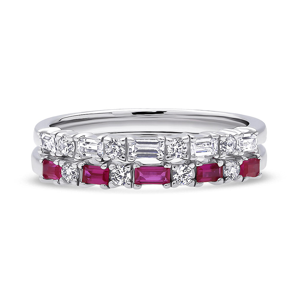 Art Deco CZ Eternity Ring Set in Sterling Silver, 1 of 12