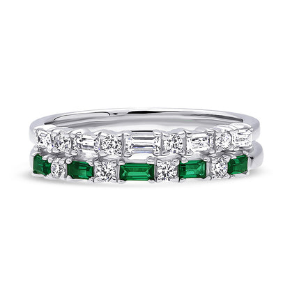 Art Deco CZ Eternity Ring Set in Sterling Silver