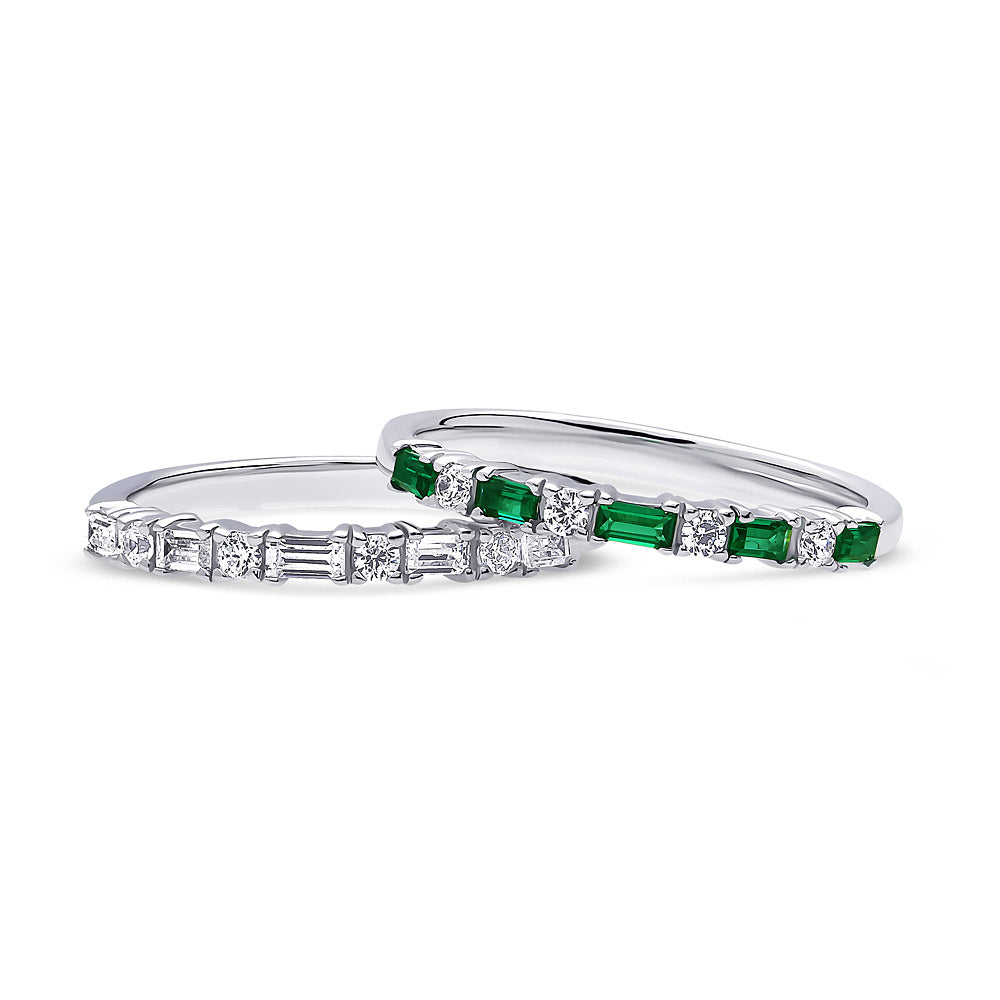 コンフォルド　ベルフレア　アレキサンダーリング Silver Art Deco Baguette Cubic Zirconia CZ Eternity Ring Set