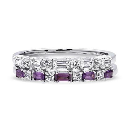 Art Deco CZ Eternity Ring Set in Sterling Silver