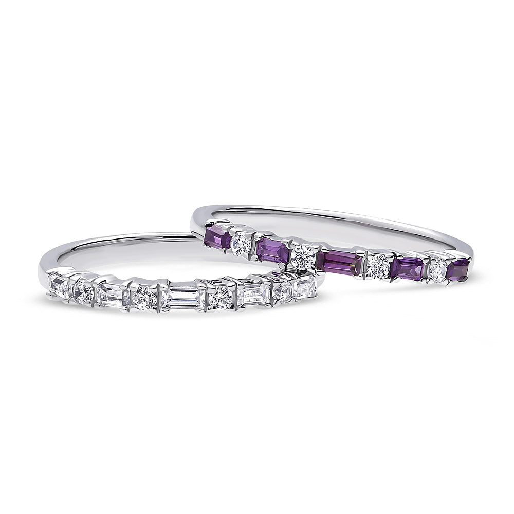 Front view of Art Deco CZ Eternity Ring Set in Sterling Silver, 4 of 10