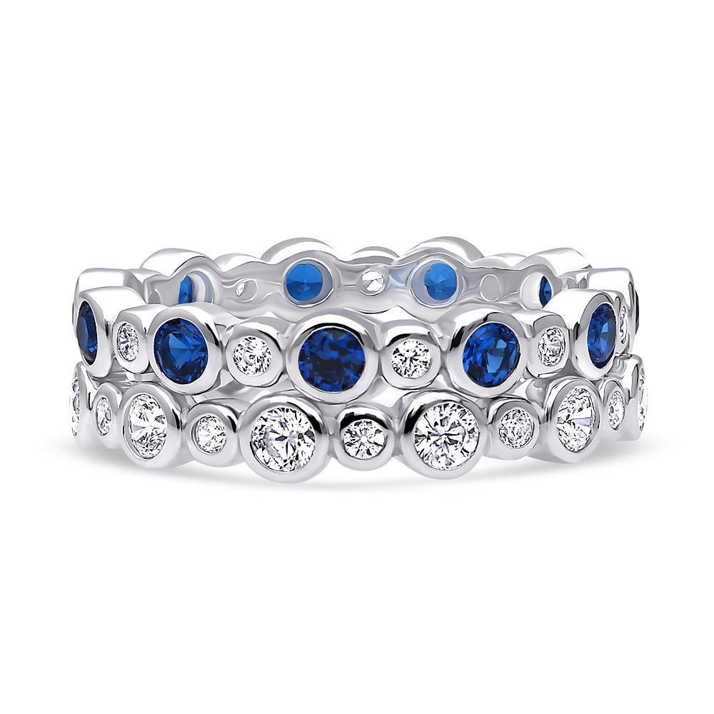 Bubble Bezel CZ Eternity Ring Set in Sterling Silver, 1 of 16