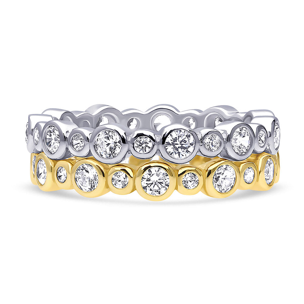 Bubble Bezel CZ Eternity Ring Set in Gold Flashed Sterling Silver