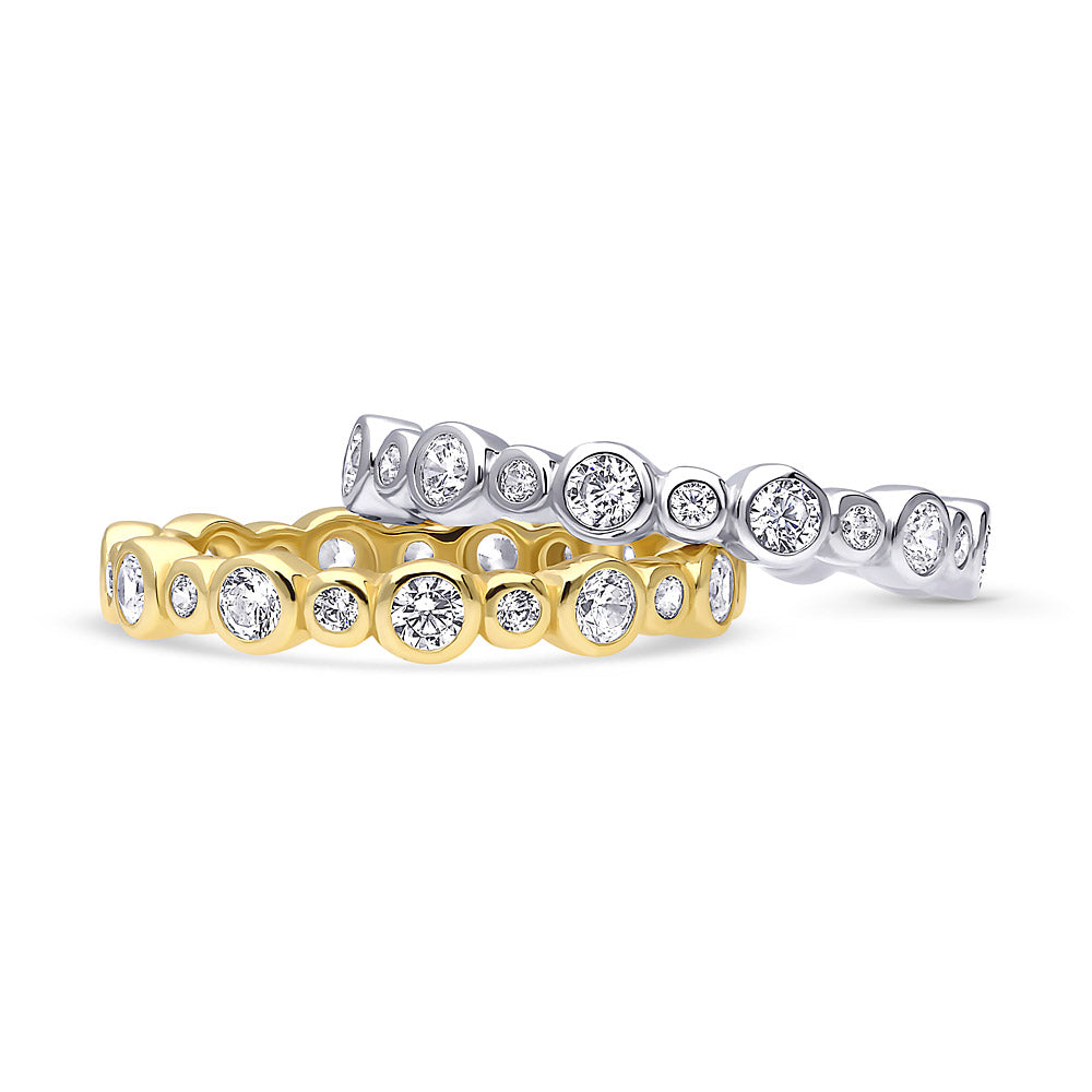 Front view of Bubble Bezel CZ Eternity Ring Set in Gold Flashed Sterling Silver, 4 of 13