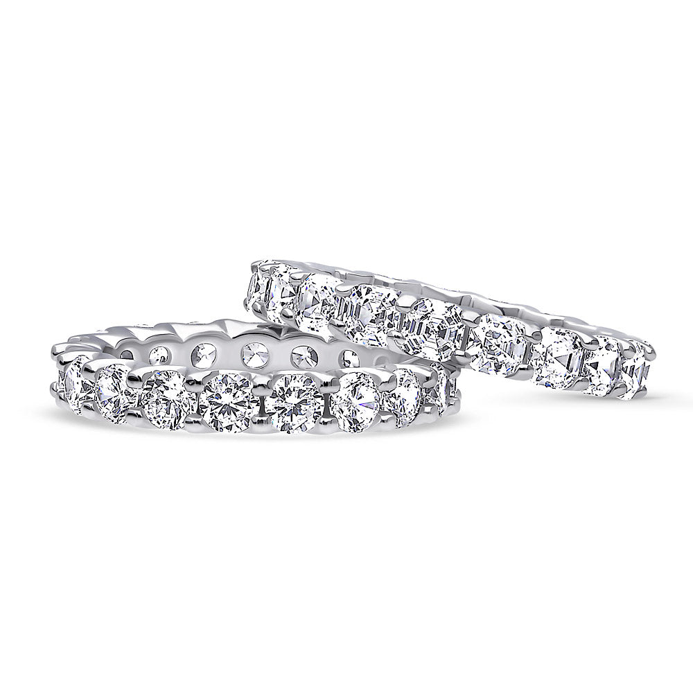 Front view of CZ Eternity Ring Set in Sterling Silver, 4 of 11