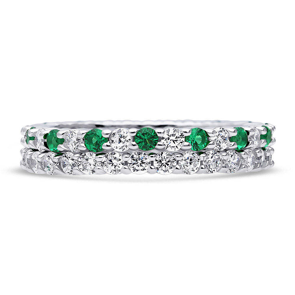 Pave CZ Eternity Ring Set in Sterling Silver, 1 of 7