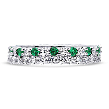 Pave CZ Eternity Ring Set in Sterling Silver