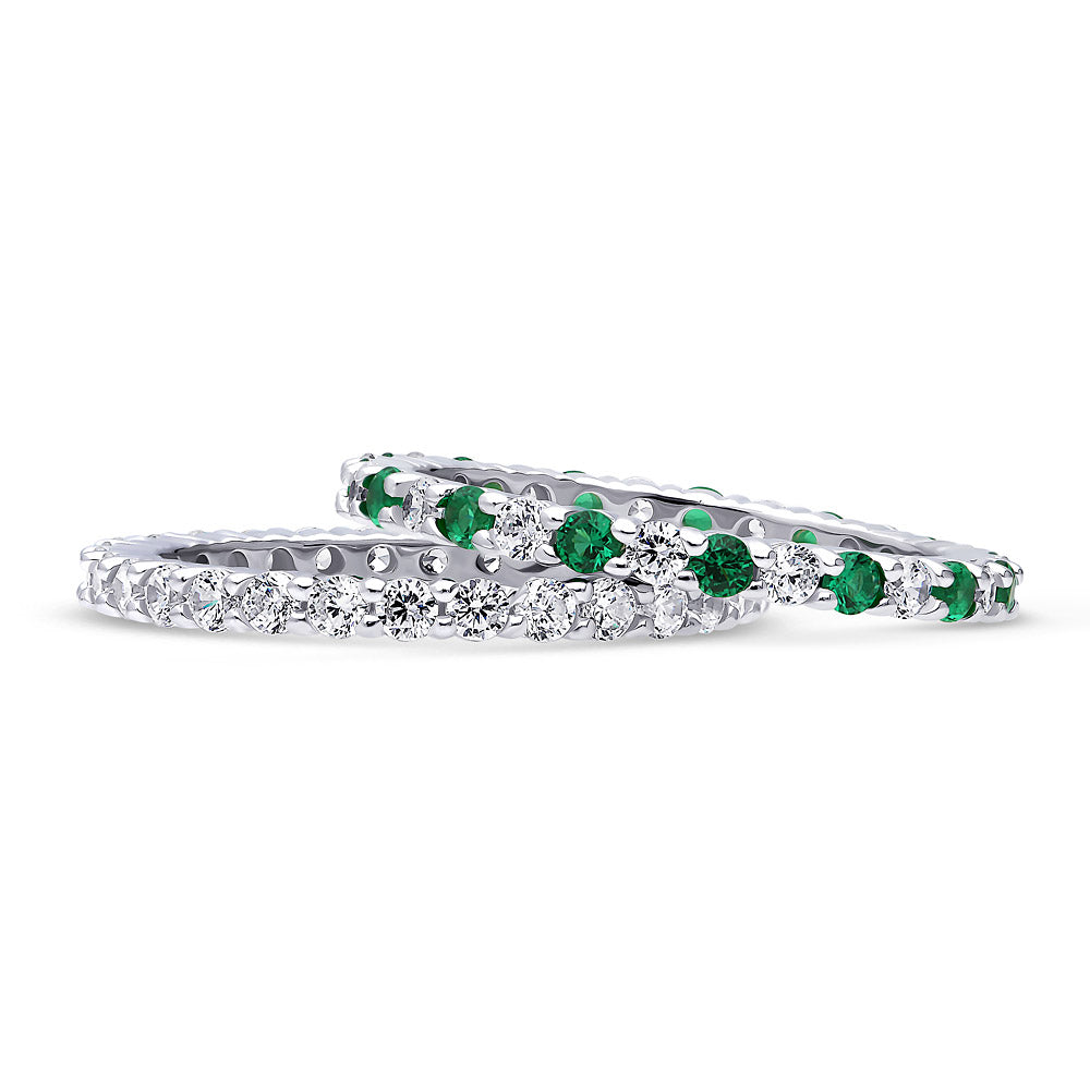 Front view of Pave CZ Eternity Ring Set in Sterling Silver, 4 of 7