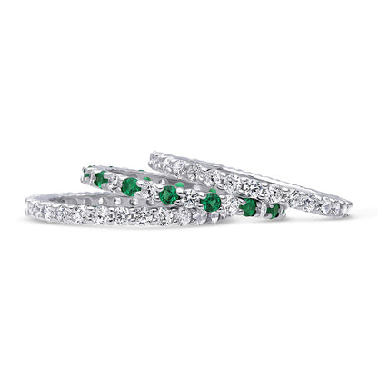 Pave CZ Eternity Ring Set in Sterling Silver