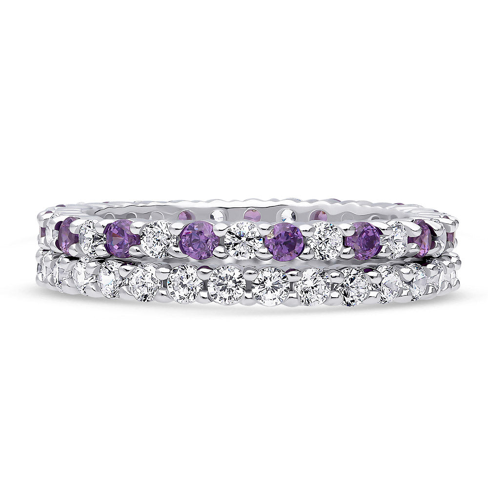 Pave CZ Eternity Ring Set in Sterling Silver, 1 of 6