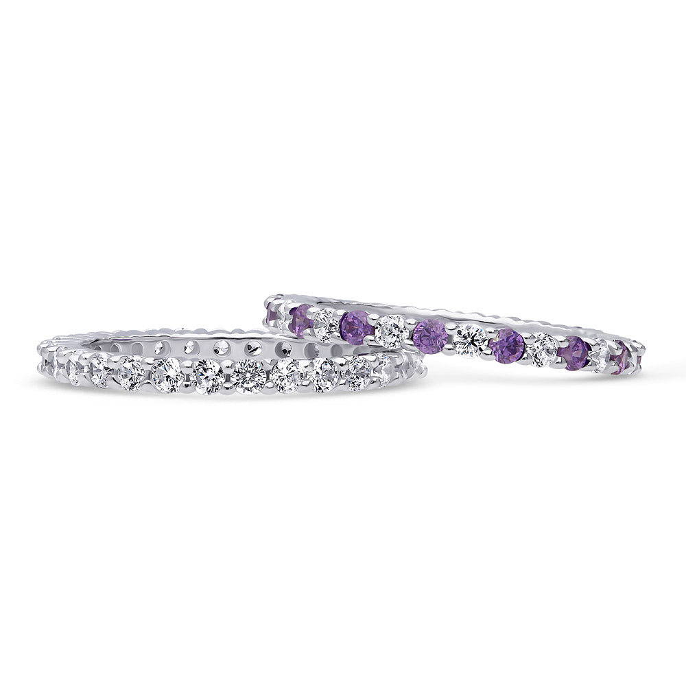 Front view of Pave CZ Eternity Ring Set in Sterling Silver, 4 of 6