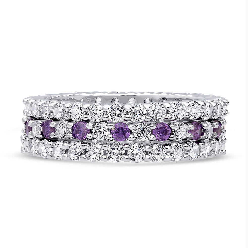 Pave CZ Eternity Ring Set in Sterling Silver, 1 of 6