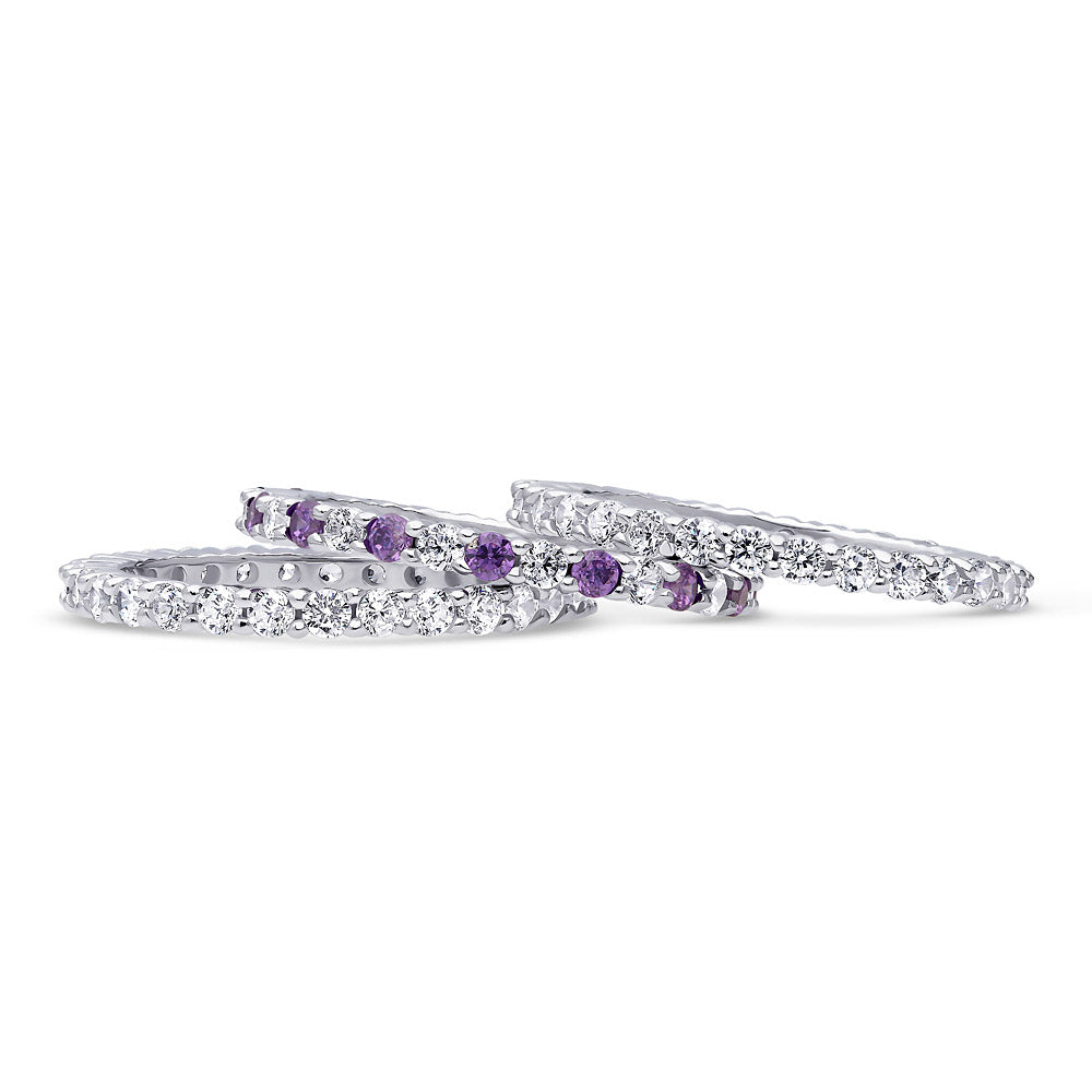 Front view of Pave CZ Eternity Ring Set in Sterling Silver, 4 of 6
