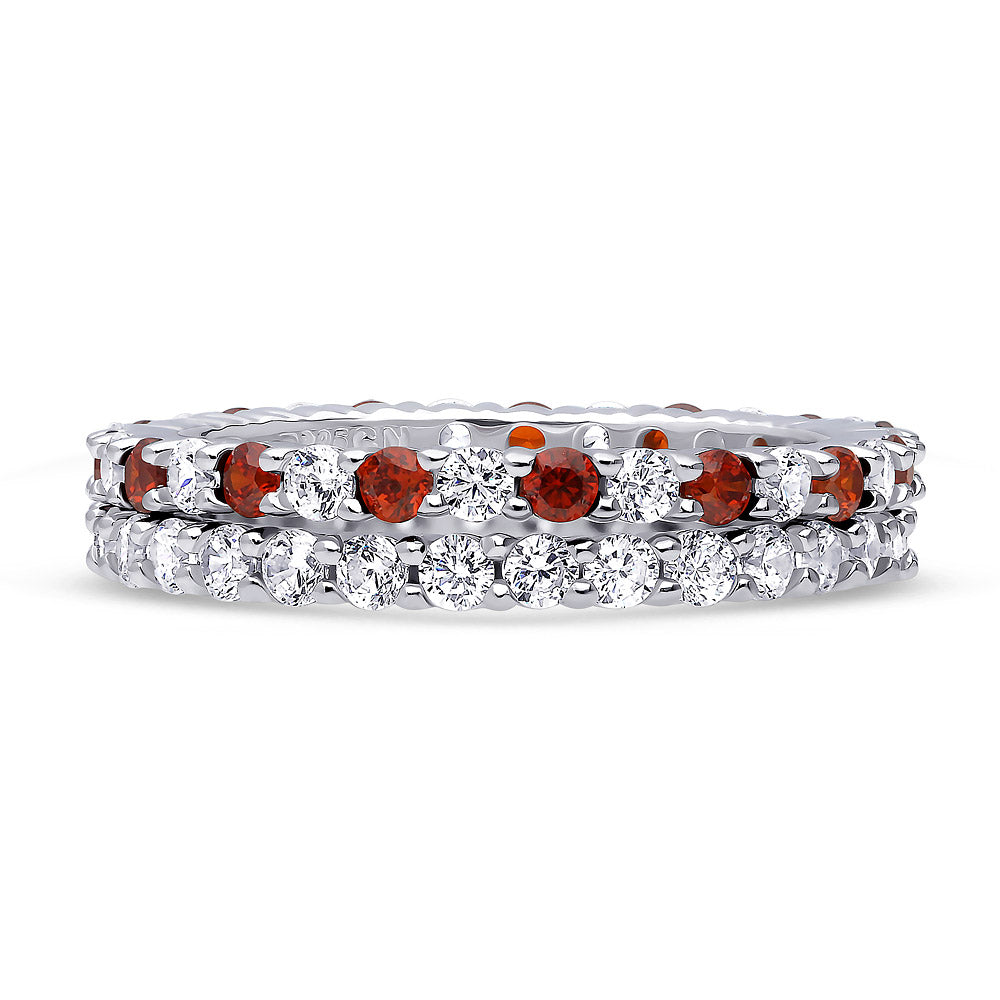 Pave CZ Eternity Ring Set in Sterling Silver, 1 of 6