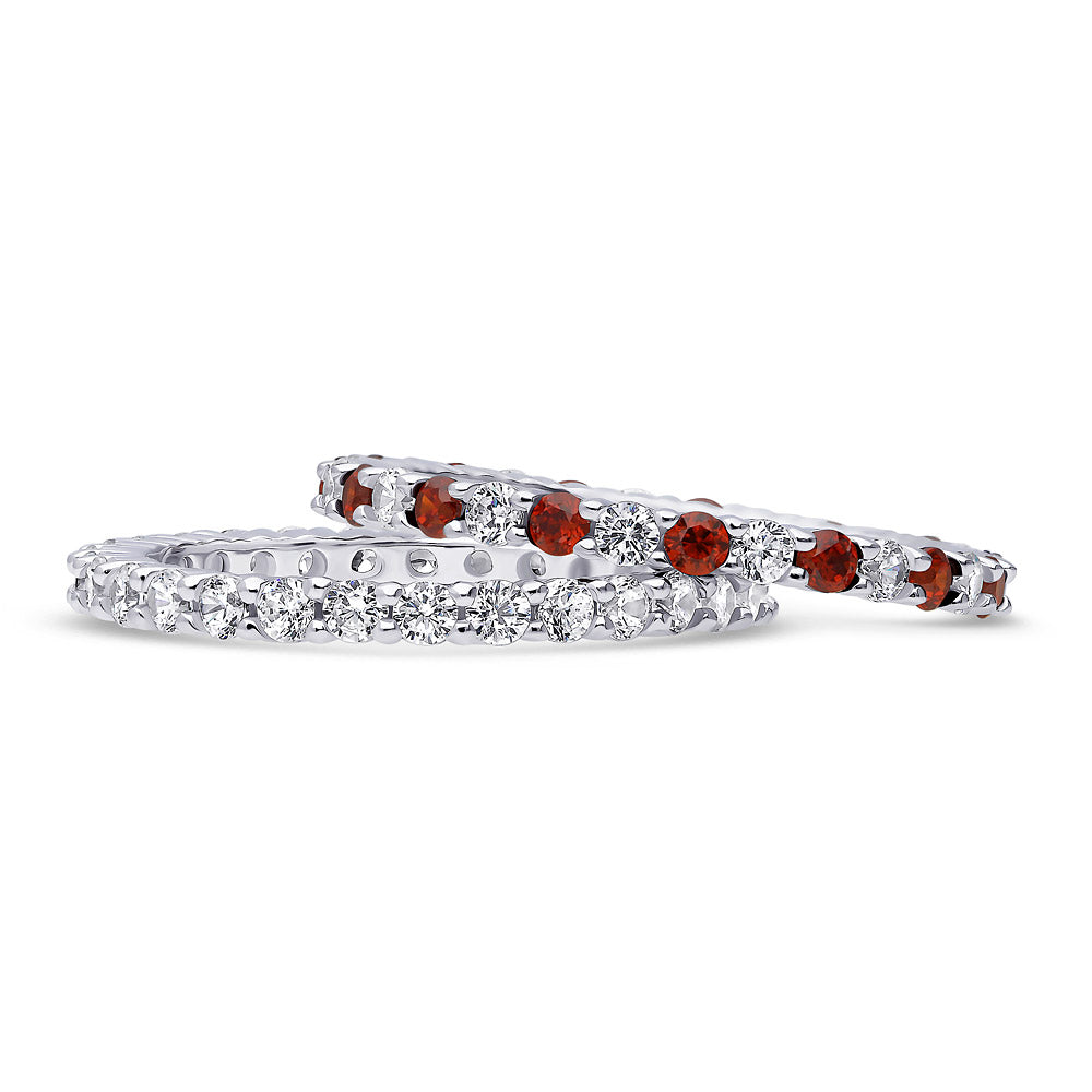 Front view of Pave CZ Eternity Ring Set in Sterling Silver, 4 of 6