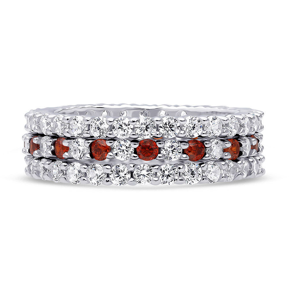 Pave CZ Eternity Ring Set in Sterling Silver