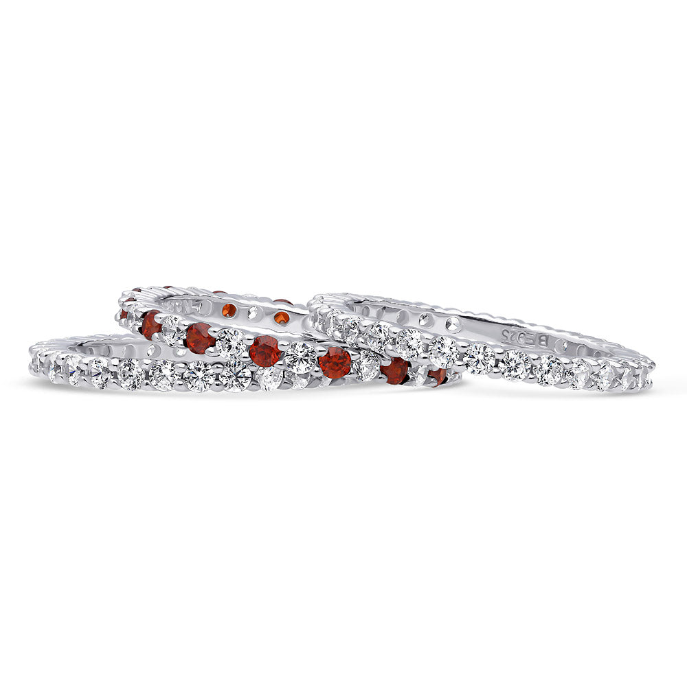 Pave CZ Eternity Ring Set in Sterling Silver