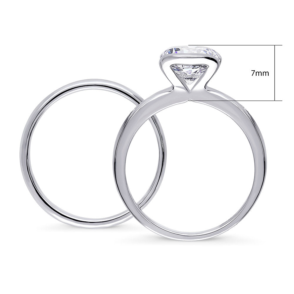 Alternate view of Solitaire 2ct Bezel CZ Ring Set in Sterling Silver, 6 of 7