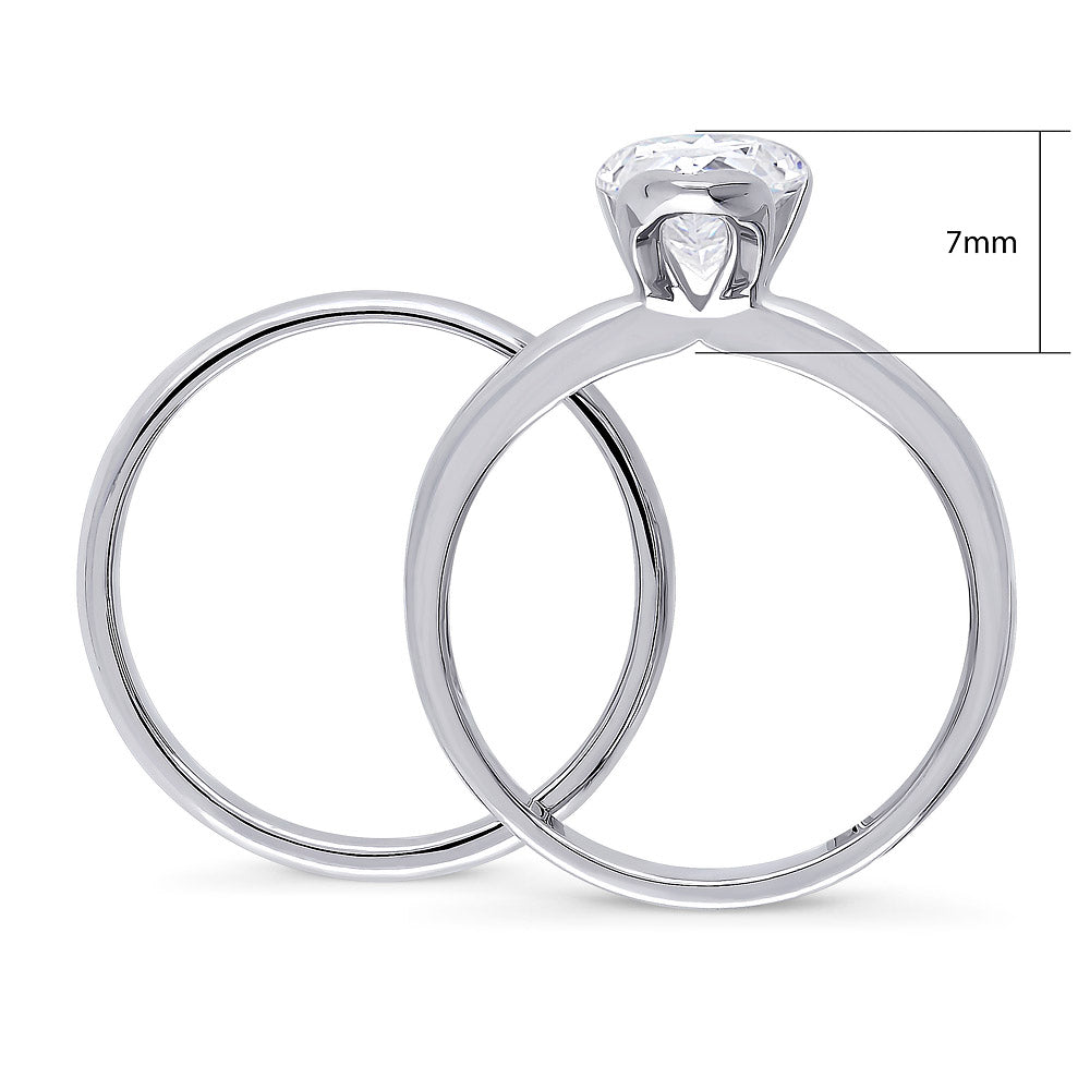 Solitaire 1.8ct Bezel Pear CZ Ring Set in Sterling Silver