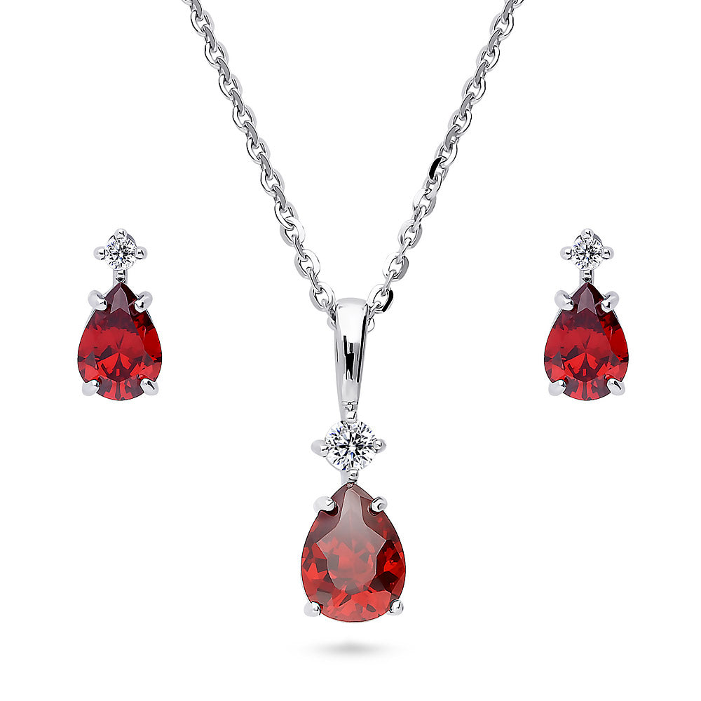 Solitaire 2-Stone 1ct Pear CZ Set in Sterling Silver